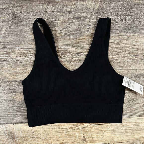 aerie Other - Aerie Women's Black Ribbed Scoop Neck Padded Real Good Sport Bra Size XXS NWT